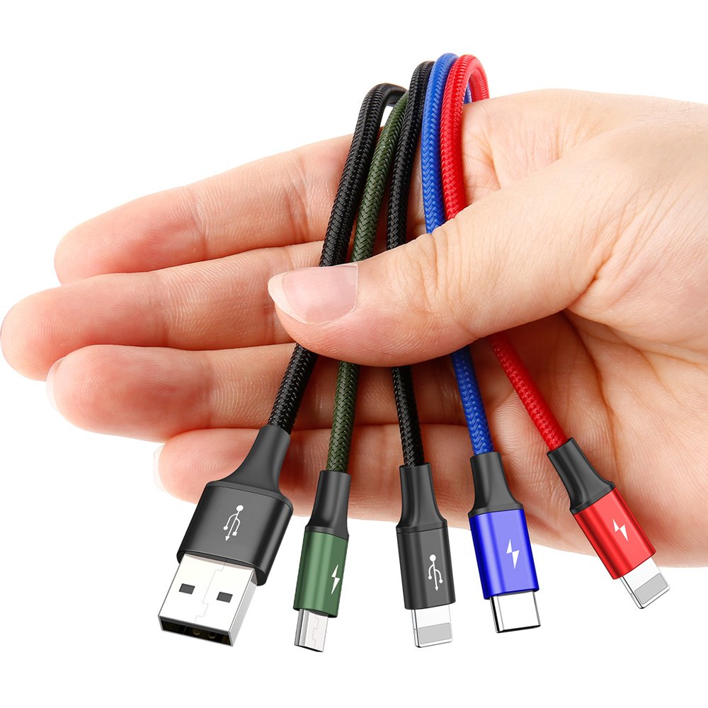 USB-A Ladekabel - 2 x Lightning / microUSB / USB-C Baseus Rapid 4in1, 20W, 1.2m, Schwarz CA1T4-A01