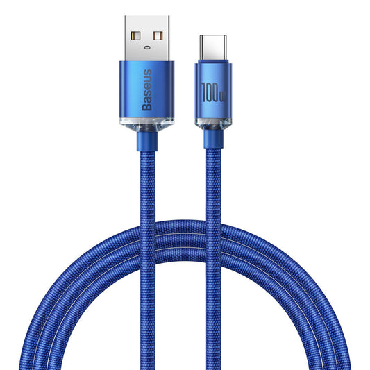 USB-A zu USB-C Baseus Crystal Shine Series Daten- und Ladekabel, 100W, 1.2m, Blau CAJYY000403
