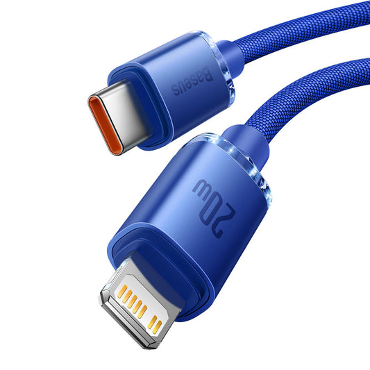 Baseus Crystal Shine Serie USB-C - Lightning Daten- und Ladekabel, 20W, 2m, Blau CAJY000303