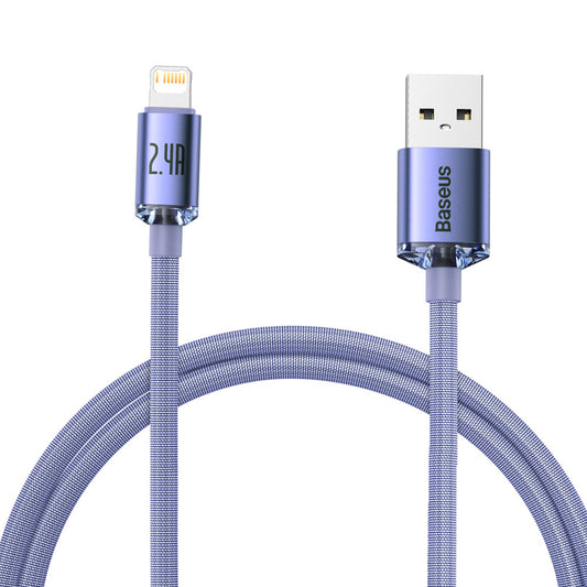 Baseus Crystal Shine Serie USB-A - Lightning Lade- und Datenkabel, 18W, 1.2m, Lila CAJYY000005