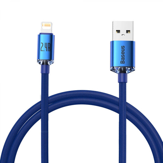 Baseus Crystal Shine Serie USB-A - Lightning Daten- und Ladekabel, 18W, 2m, Blau CAJYY000103