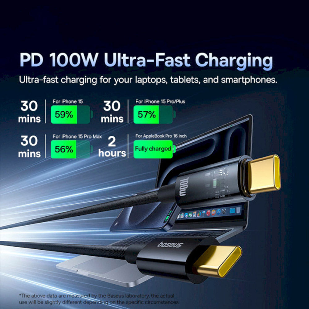 USB-C Daten- und Ladekabel - USB-C Baseus Explorer, 100W, 2m, Schwarz P10319704111-00