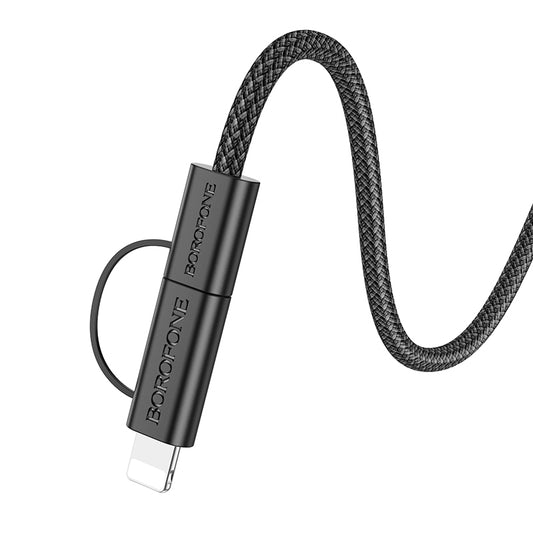 USB-C - Lightning / USB-C Daten- und Ladekabel Borofone BX104 Primo 2in1, 60W, 1m, Schwarz