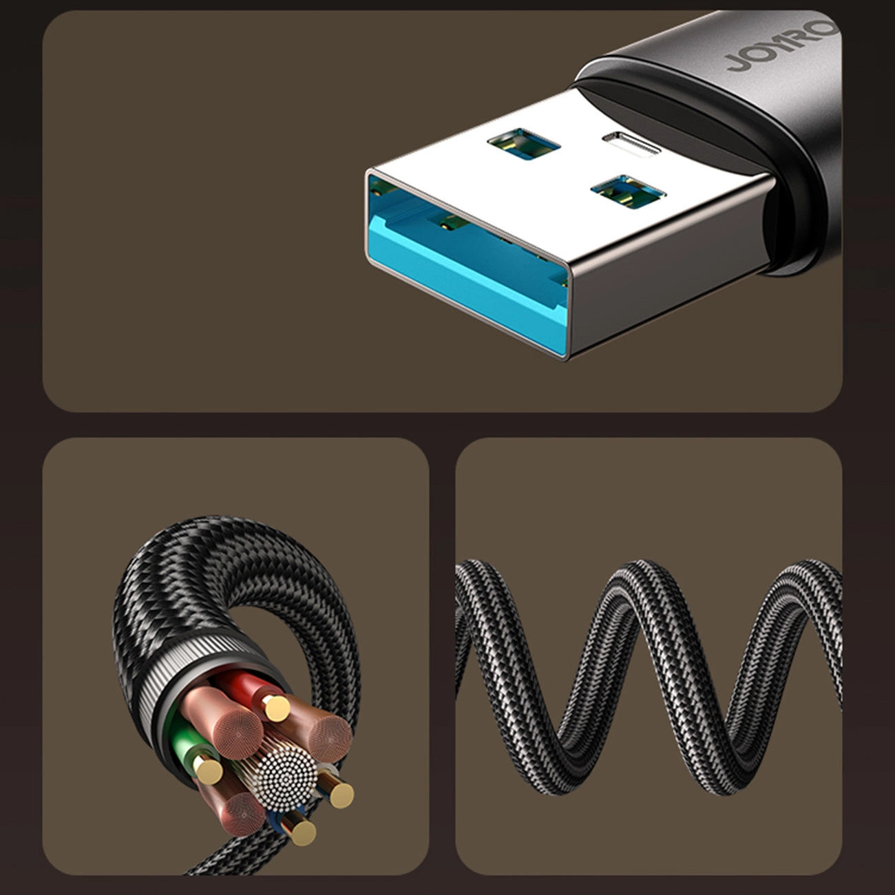 Daten- und Ladekabel USB-A - USB-C Joyroom S-A56 EnjoyX Angled, 20W, 1.2m, Schwarz