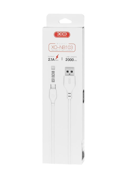 Daten- und Ladekabel USB-A - microUSB XO Design NB103, 18W, 2m, Weiß