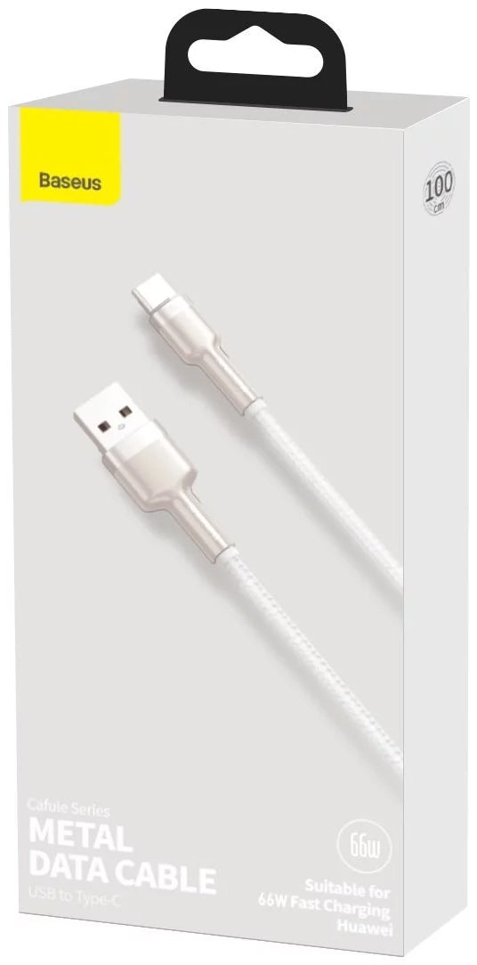 Baseus Cafule Metal USB-A auf USB-C Kabel 66W 1m | Weiß | Nylon