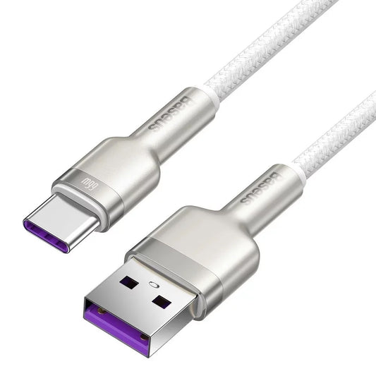 USB-A - USB-C Daten- und Ladekabel Baseus Cafule Metal Series, 66W, 2m, Weiß CAKF000202