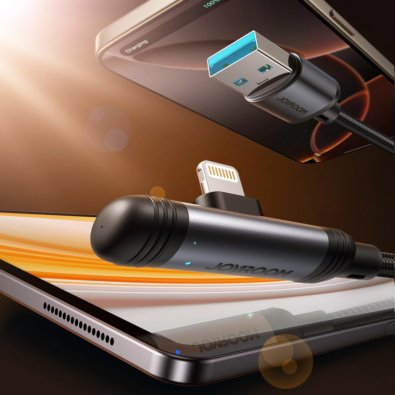Daten- und Ladekabel USB-A - USB-C Joyroom S-A56 EnjoyX Angled, 20W, 1.2m, Schwarz