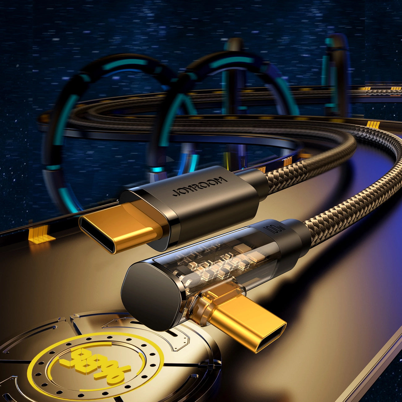 USB-C Daten- und Ladekabel - USB-C Joyroom S-A6 Angled, 100W, 1.2m, Schwarz