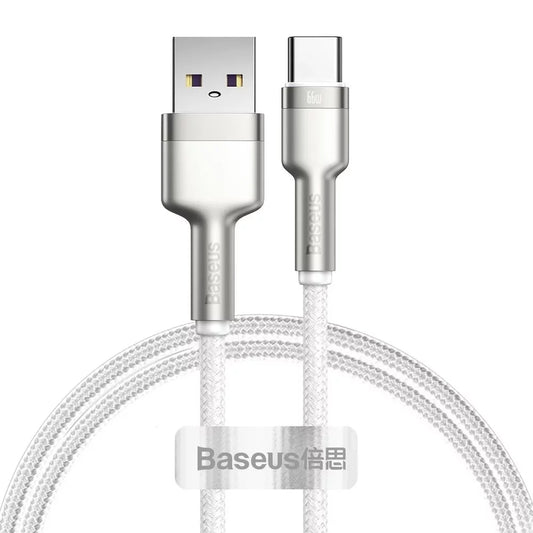 USB-A - USB-C Daten- und Ladekabel Baseus Cafule Metal Series, 66W, 2m, Weiß CAKF000202