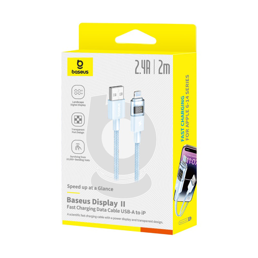 USB-A - Lightning Lade- und Datenkabel Baseus Display 2, 12W, 2m, Blau P10382700311-01