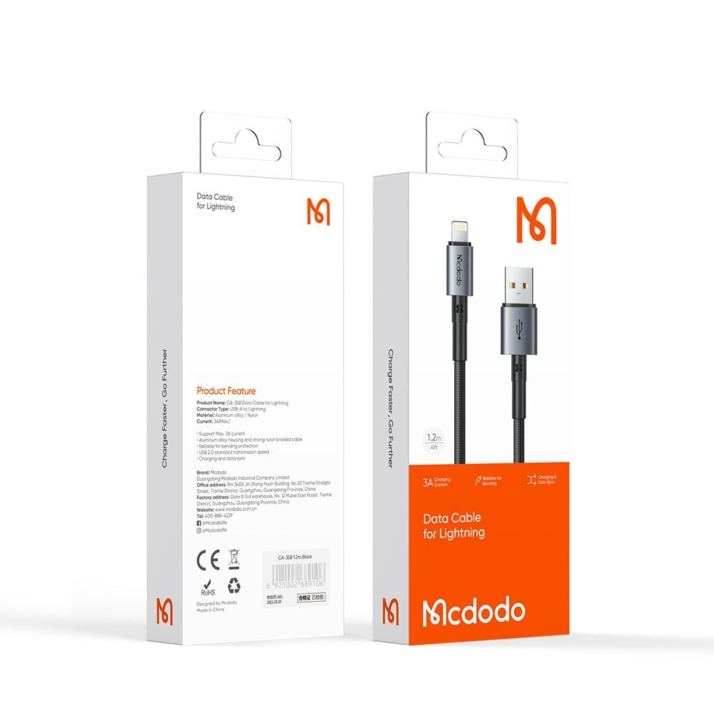 Daten- und Ladekabel USB-A - Lightning McDodo CA-3580, 18W, 1.2m, Schwarz