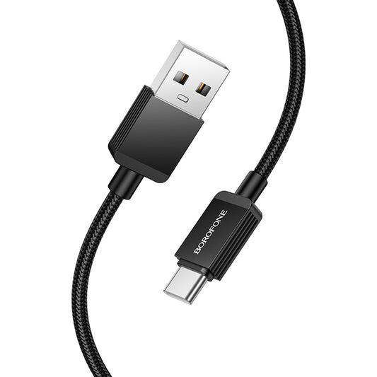 USB-A to USB-C Data and Charging Cable Borofone BX120 Placer, 18W, 1m, Black