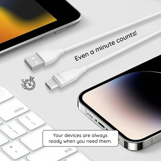 Daten- und Ladekabel USB-A - USB-C Lito LD03T, 18W, 1m, Weiß