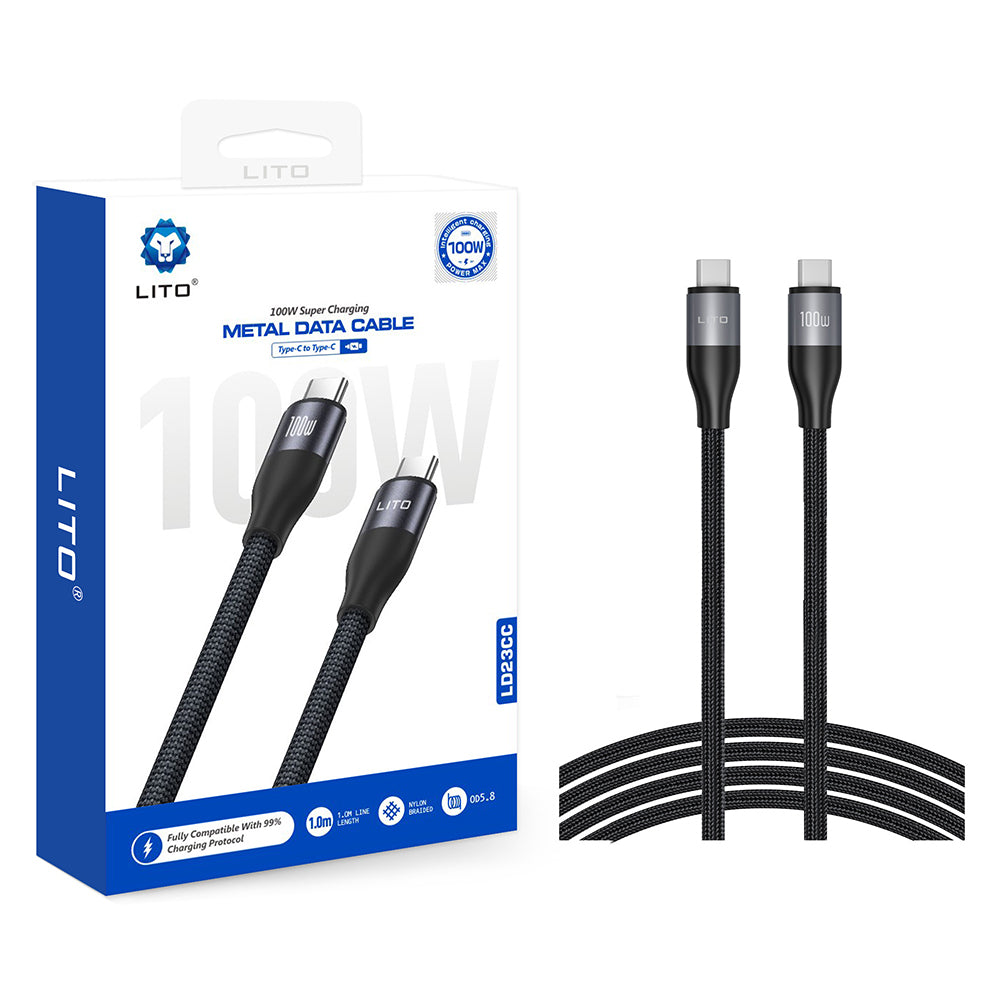 USB-C Daten- und Ladekabel - USB-C Lito LD23CC, 100W, 1m, Grau