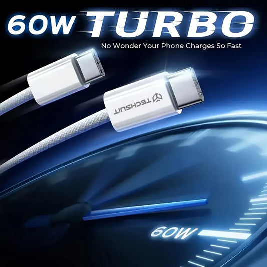 Daten- und Ladekabel USB-C - USB-C Techsuit PCB114D, 60W, 1m, Blau