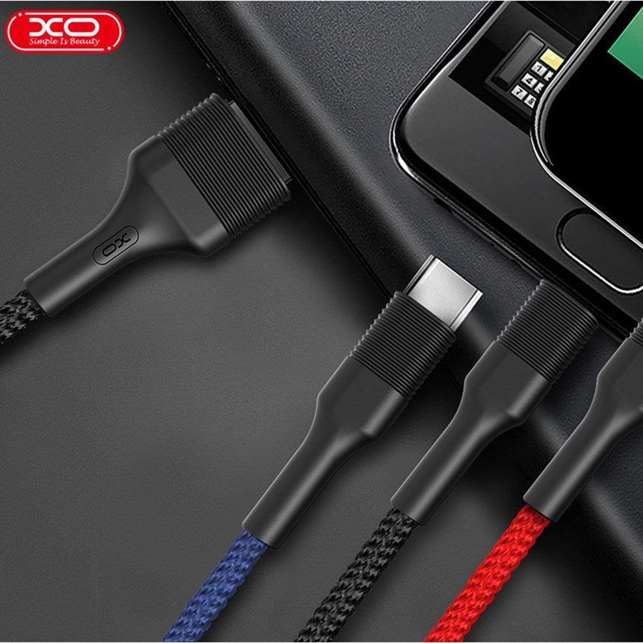 Ladekabel USB-A - Lightning / microUSB / USB-C XO Design NB54, 18W, 1,2m, Mehrfarbig