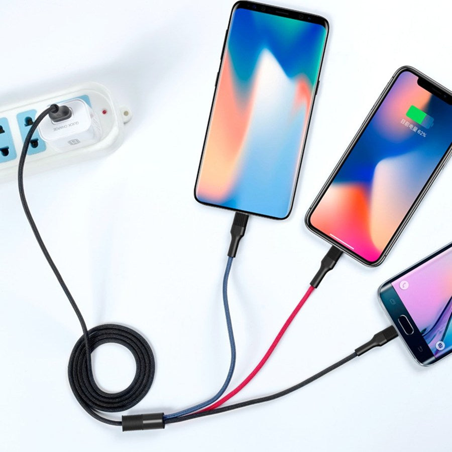 Ladekabel USB-A - Lightning / microUSB / USB-C XO Design NB54, 18W, 1,2m, Mehrfarbig