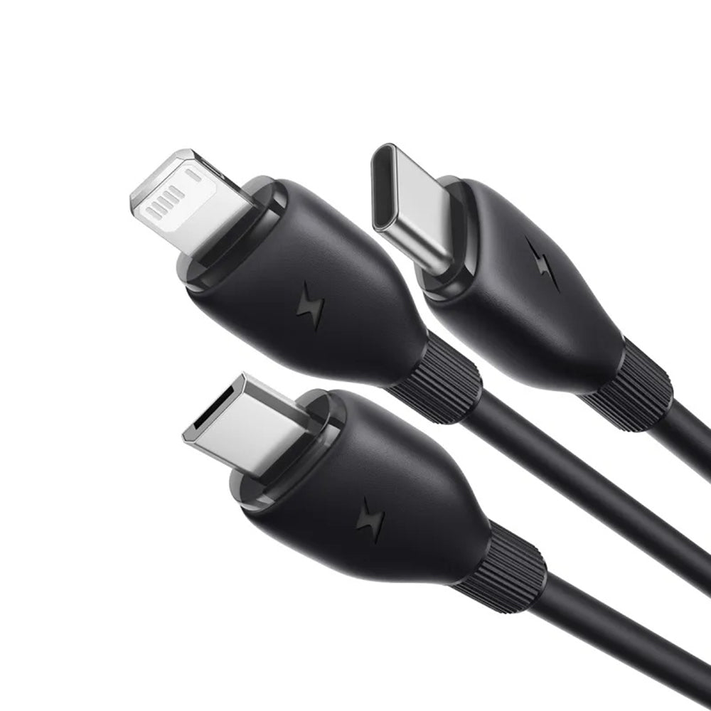 USB-A-Ladekabel - Lightning / microUSB / USB-C Baseus Ultra Fast 3in1, 18W, 0,8m, Schwarz P10377501111-00