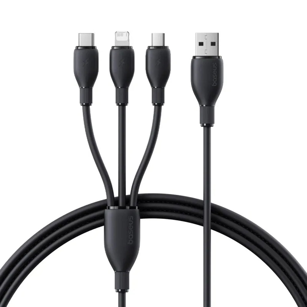 USB-A-Ladekabel - Lightning / microUSB / USB-C Baseus Ultra Fast 3in1, 18W, 0,8m, Schwarz P10377501111-00