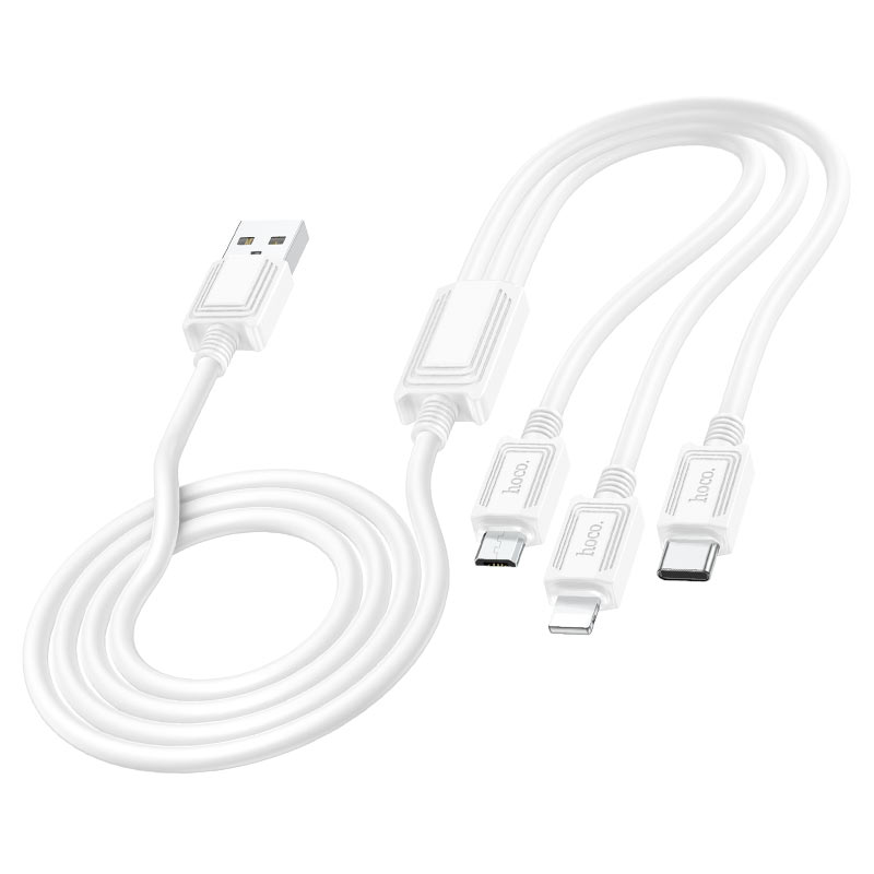 HOCO X74 3-in-1 Ladekabel USB-A | 18W 1m | Weiß | PVC