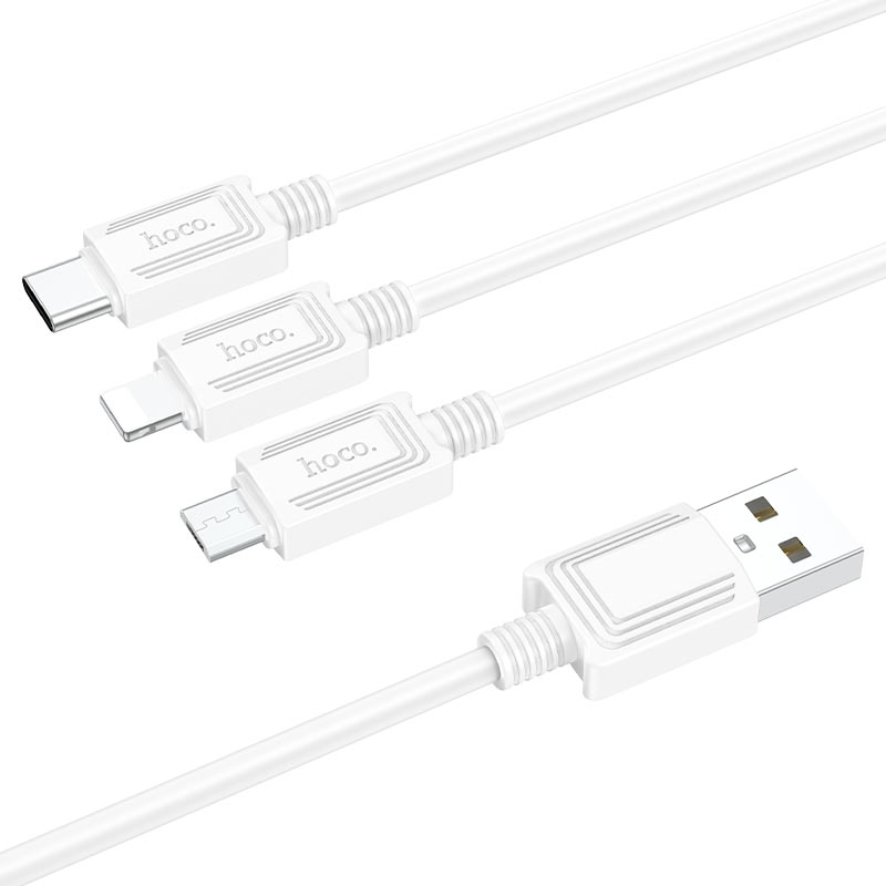 HOCO X74 3-in-1 Ladekabel USB-A | 18W 1m | Weiß | PVC