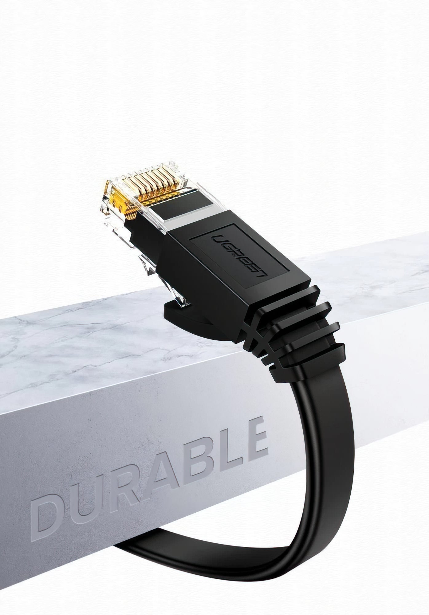 UGREEN NW102 Flat Netzwerkkabel, UTP, Cat6, 3m, Schwarz