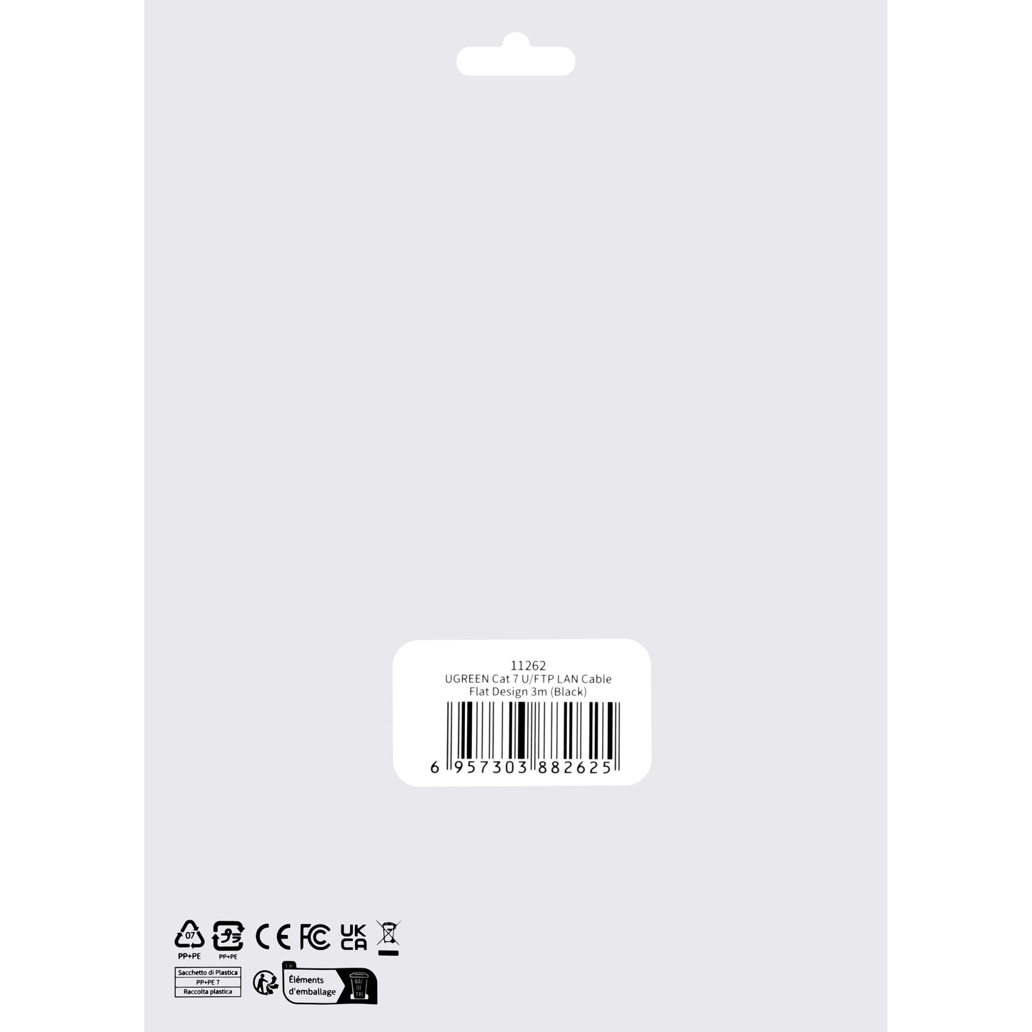 Netzwerkkabel UGREEN NW106 Flach, UTP, Cat7, 3m, Schwarz