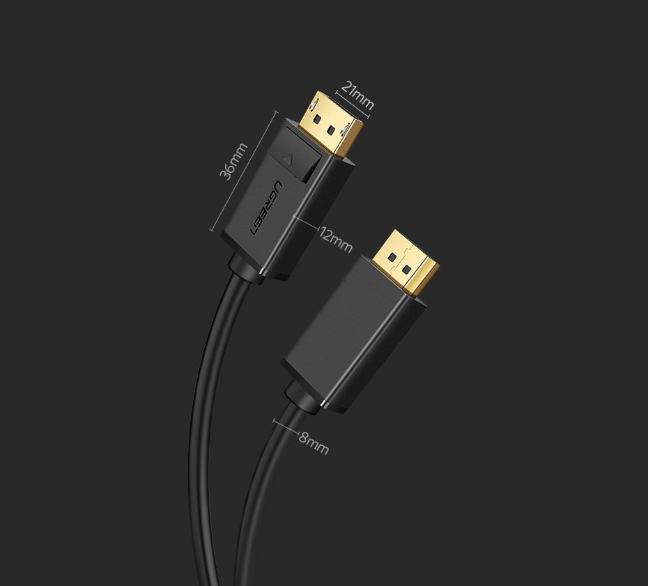 Video-Kabel UGREEN DP102, DisplayPort - DisplayPort, 4K, 1,5m, Schwarz
