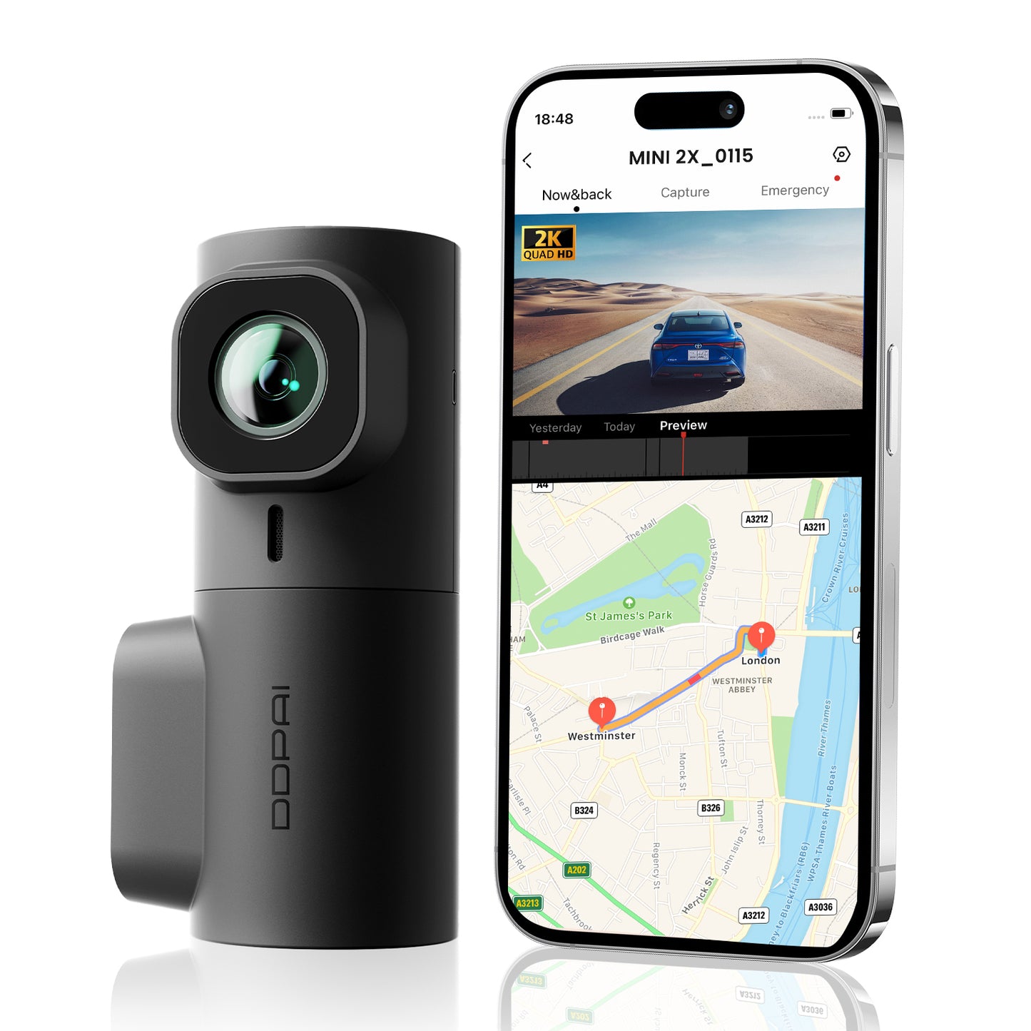 Auto-Kamera DDPAI MINI2X, 2K, Wi-Fi