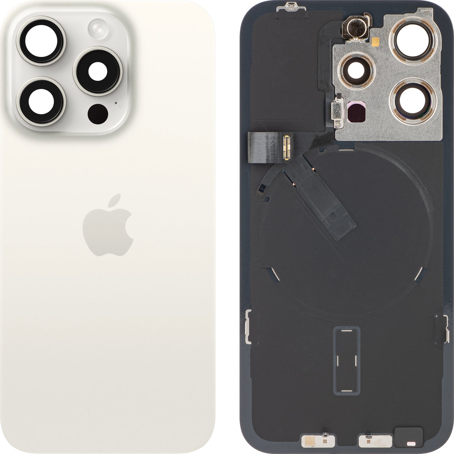 Apple iPhone 15 Pro Batteriefachabdeckung, Weiß (Weißes Titan), Swap
