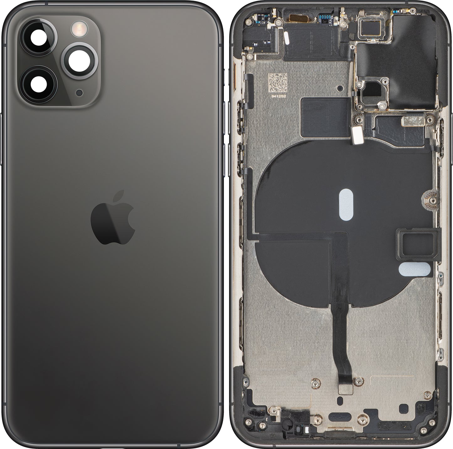 Apple iPhone 11 Pro Batterieabdeckung, mit Mittelgehäuse, Schwarz (Space Grau), Swap
