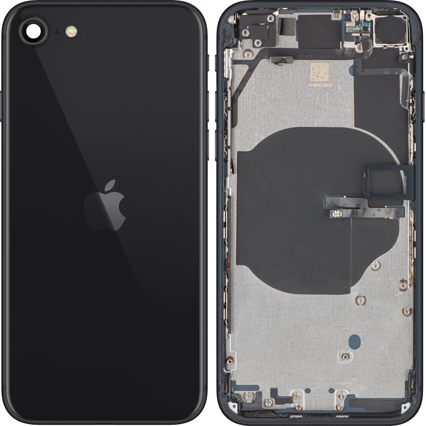 Apple iPhone SE (2022) Batteriefachabdeckung, mit Halbschale, Schwarz (Midnight), Swap