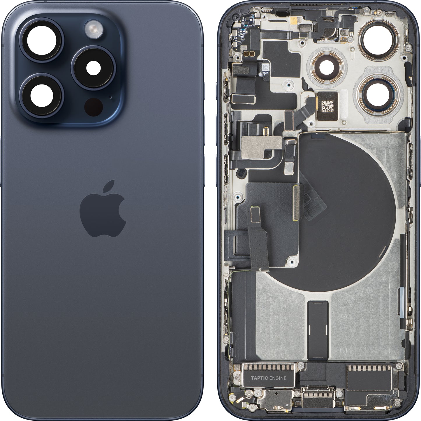 Akkuabdeckung Apple iPhone 15 Pro, mit Mittelgehäuse, vollständige Teile, Blau (Blue Titanium), Swap