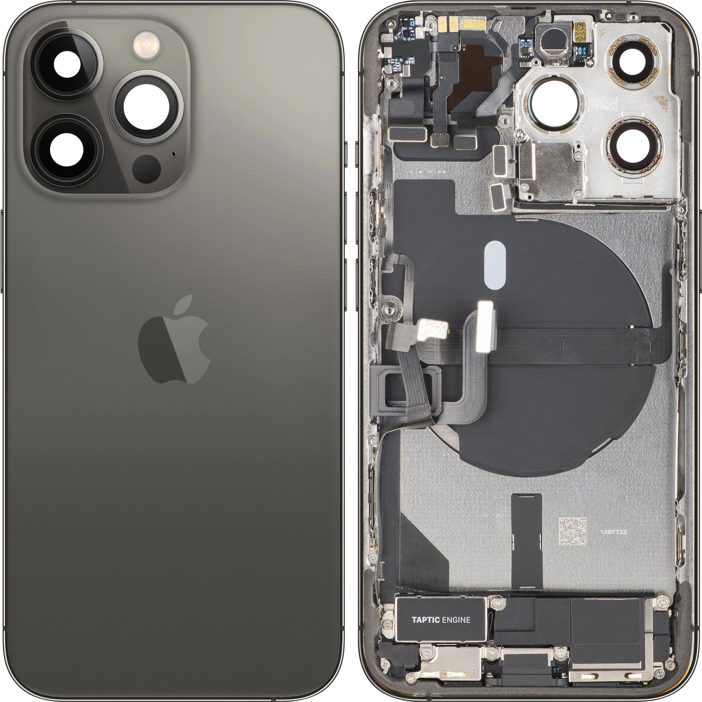 Batteriedeckel Apple iPhone 13 Pro, mit Mittelgehäuse, vollständige Teile, Schwarz (Graphit), Swap