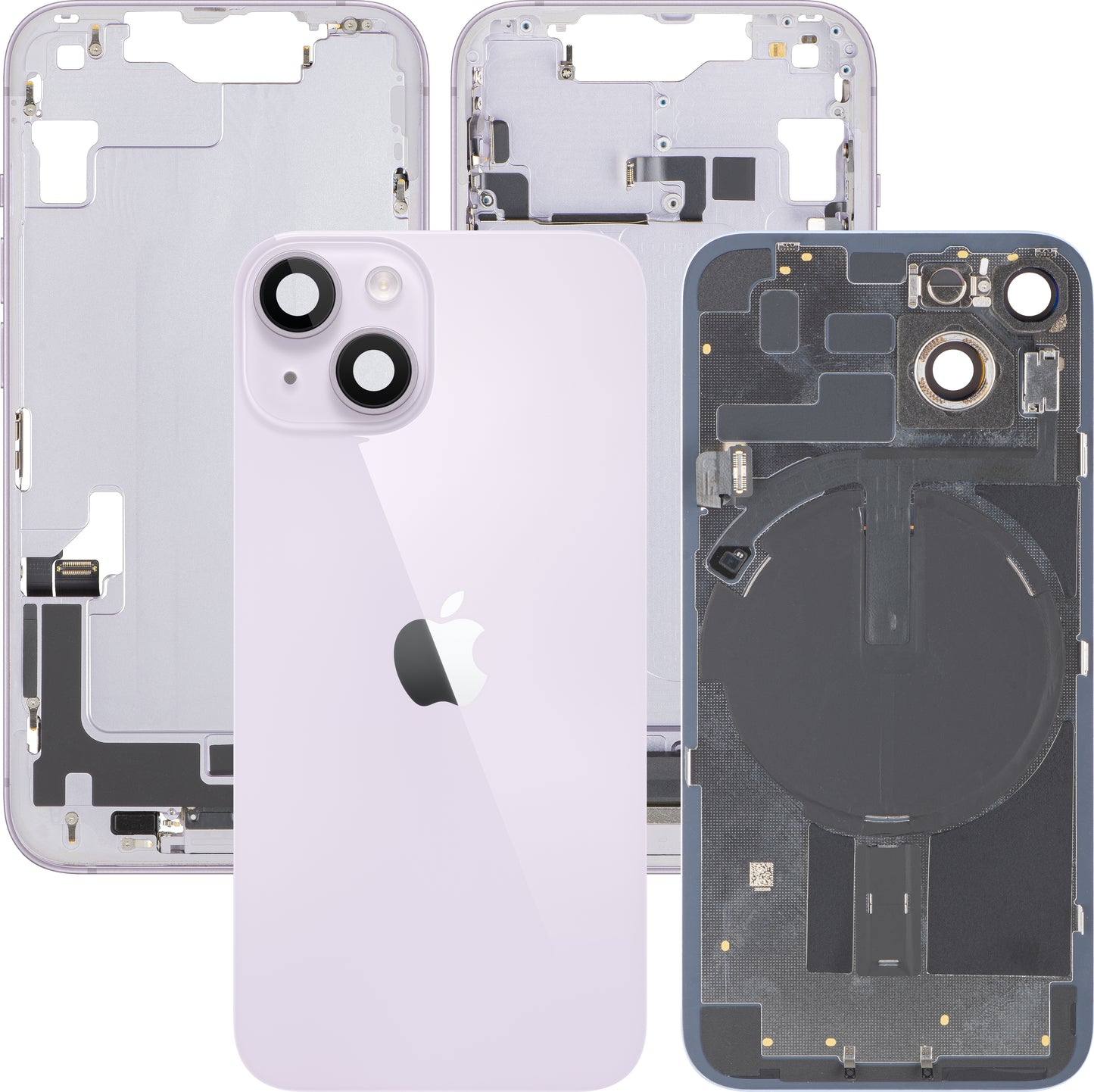 Apple iPhone 14 Akkudeckel, mit Mittelgehäuse, vollständige Teile, Lila, Swap