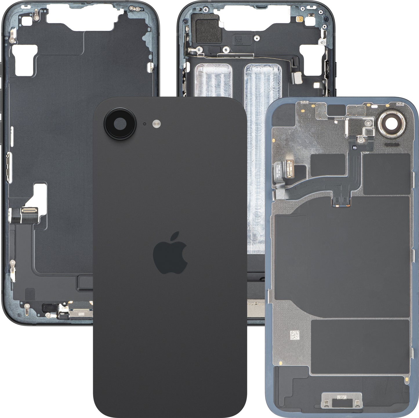 Apple iPhone 16e Batteriedeckel, mit Mittelgehäuse, Komplettteile, Schwarz, Swap