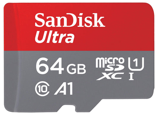 SanDisk Ultra Android A1 microSDXC Speicherkarte, 64Gb, Klasse 10 / UHS-1 U1, mit Adapter SDSQUAB-064G-GN6MA