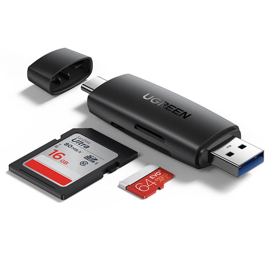 USB / USB-C Kartenleser UGREEN CM304, SD - microSD, Schwarz