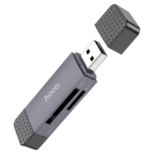 USB 3.0 / USB-C HOCO HB45 Card Reader, SD - microSD, Gray