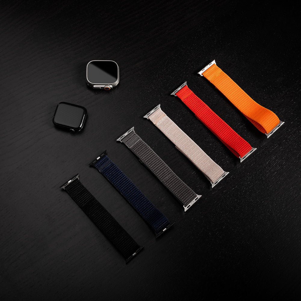 Fixed Nylon Sporty Armband für Apple Watch 49mm / 46mm / 45mm / 44mm / 42mm Serie, Schwarz