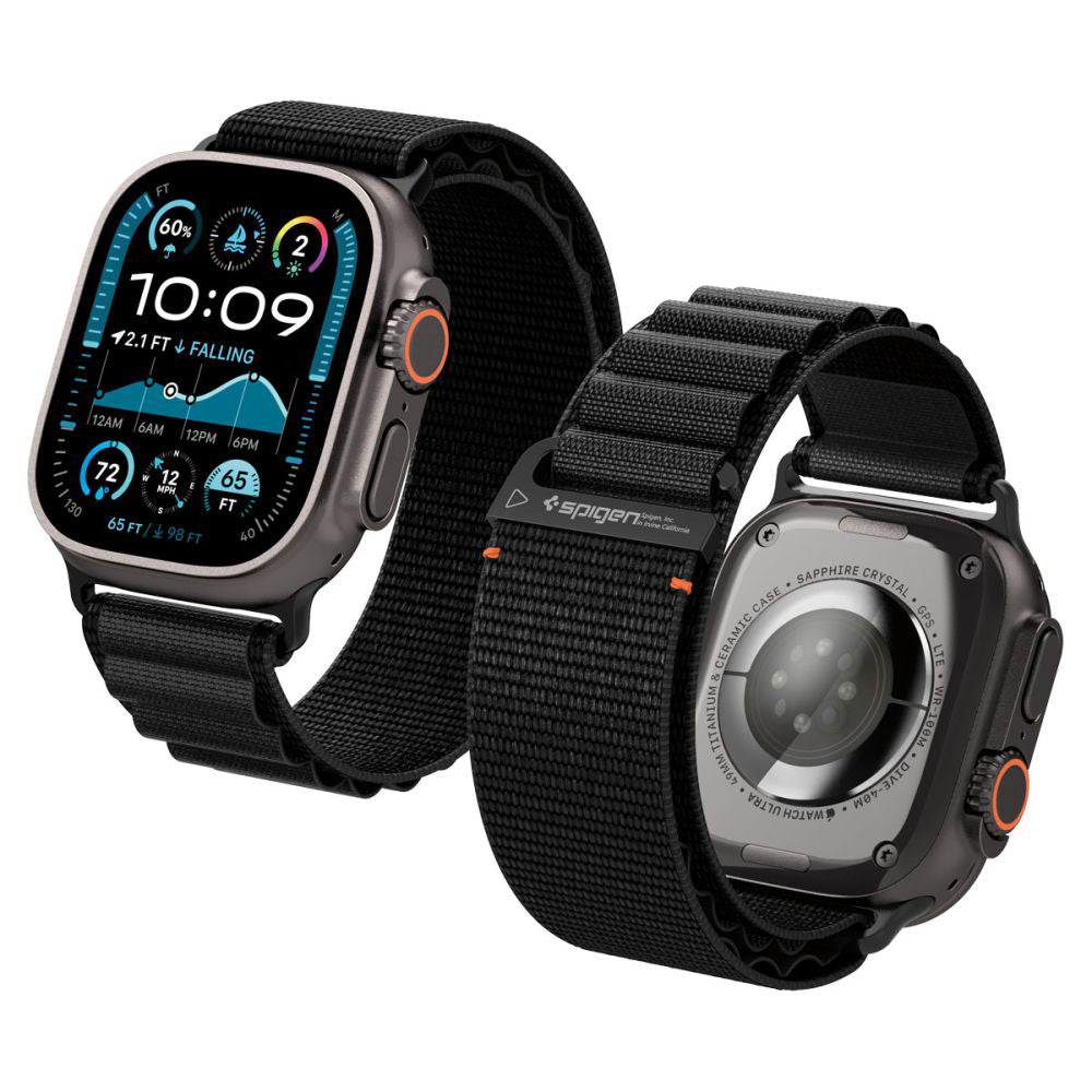 Spigen WBF1 Armband für Apple Watch 49mm / 46mm / 45mm / 44mm Serie, Schwarz AMP10144
