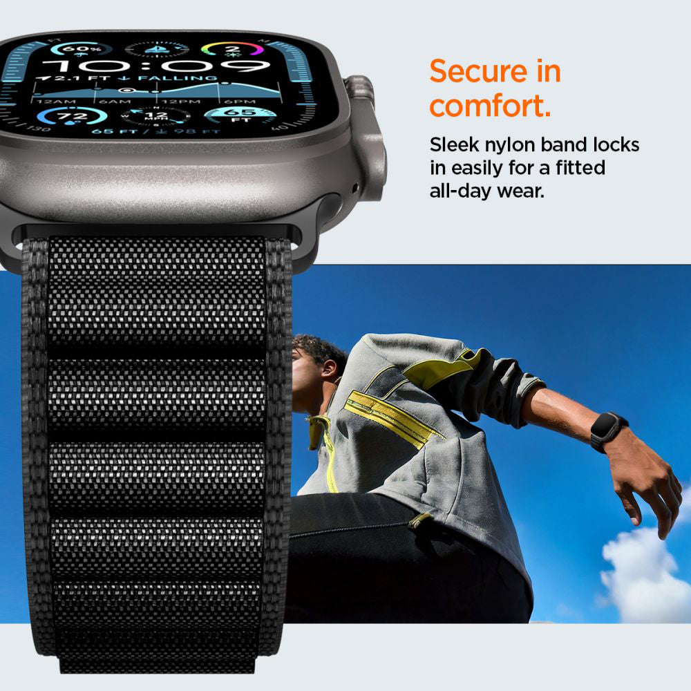 Spigen WBF1 Armband für Apple Watch 49mm / 46mm / 45mm / 44mm Serie, Schwarz AMP10144