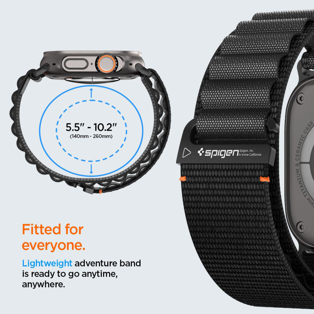 Spigen WBF1 Armband für Apple Watch 49mm / 46mm / 45mm / 44mm Serie, Schwarz AMP10144