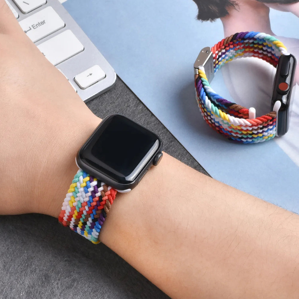 Techsuit W032 Armband für Apple Watch 49mm / 46mm / 45mm / 44mm / 42mm Serie, Rosa Multicolor