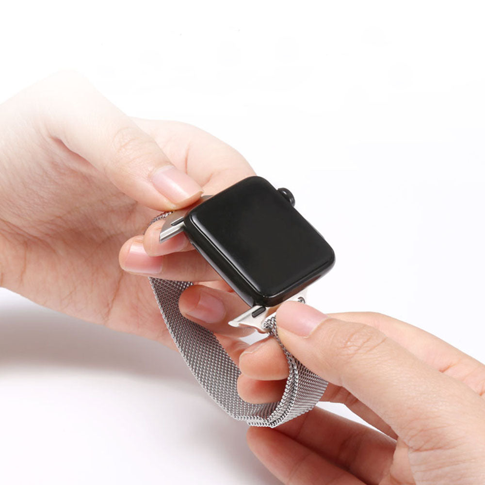 Techsuit W034 Armband für Apple Watch 42mm / 41mm / 40mm / 38mm Serie, Silberfarben