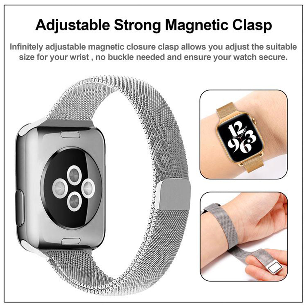 Techsuit W034 Armband für Apple Watch 42mm / 41mm / 40mm / 38mm Serie, Silberfarben
