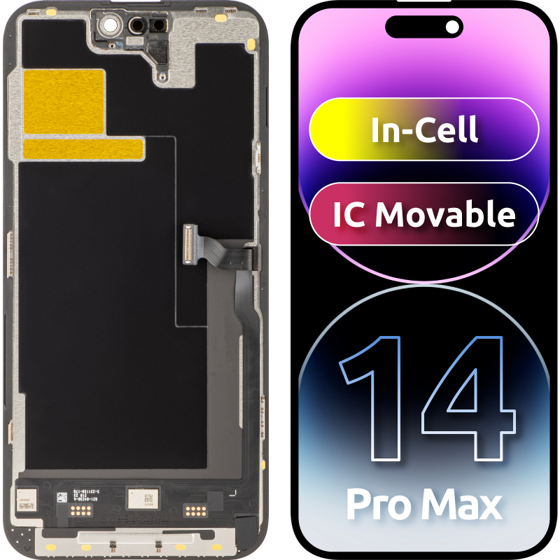 Display mit Touchscreen JK für Apple iPhone 14 Pro Max, mit Rahmen, LCD In-Cell IC Movable Version, Schwarz