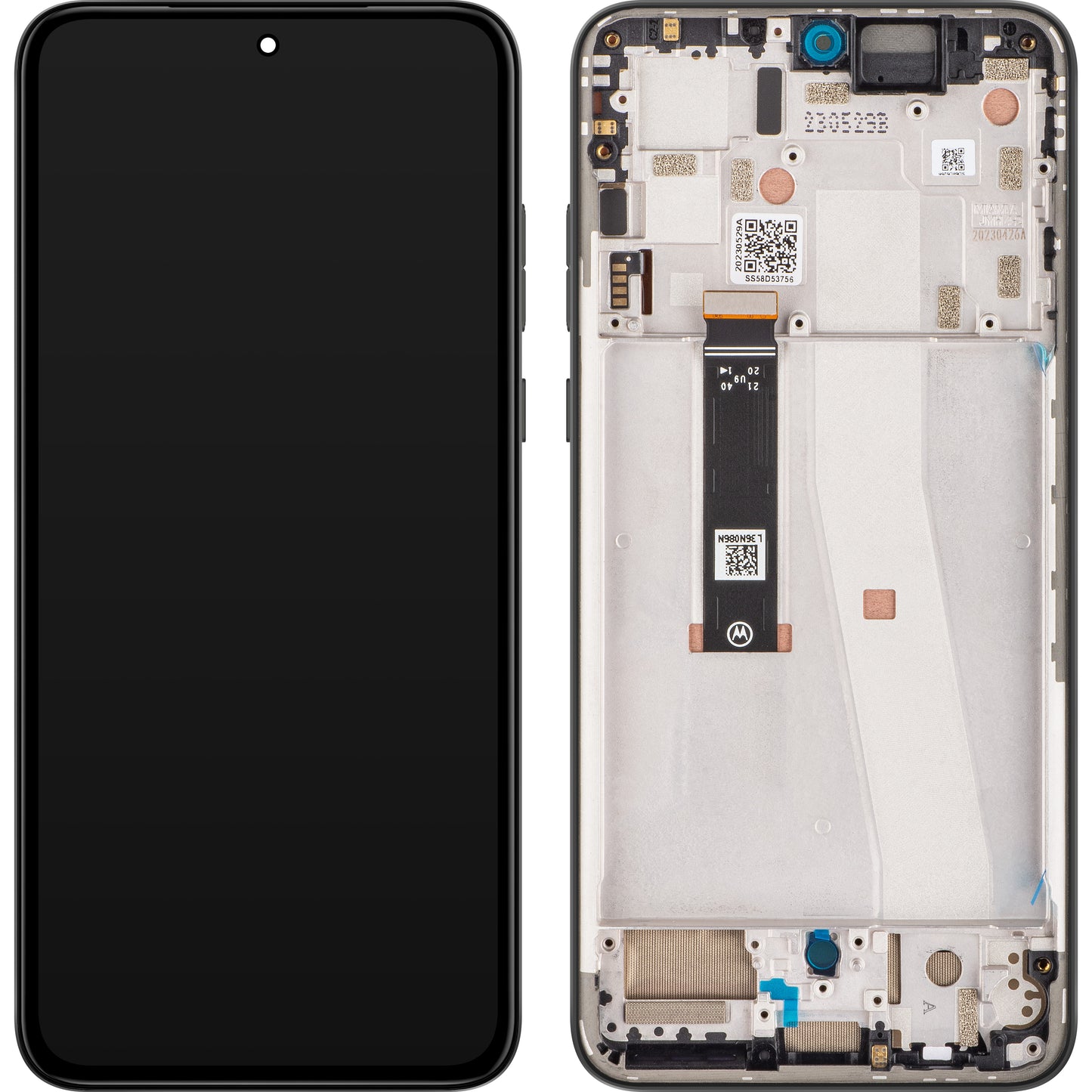 Touchscreen-Display Motorola Edge 30 Neo, mit Rahmen, Schwarz Onyx, Service Pack 5D68C21403