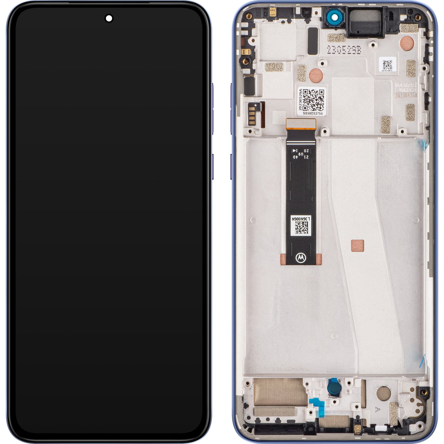 Touchscreen Display Motorola Edge 30 Neo, mit Rahmen, Lila (Very Peri), Service Pack 5D68C21405